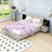 Modern Floating Platform Bed with LED Lighting and Built-in Nightstands-482075722-482075721