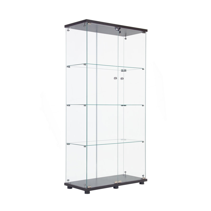 Vitrine à deux portes, vitrine avec 4 tablettes, Noir