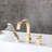 Deck Mount Waterfall Tub Faucet With Hand Shower. Smooth Operation Ceramic Cartridge, 3 Roman Filler, 2 Gpm Max Flow Rate, Brushed Gold, Stainless Steel Construction Gold Mounted . Steel, Cartridge-125036399