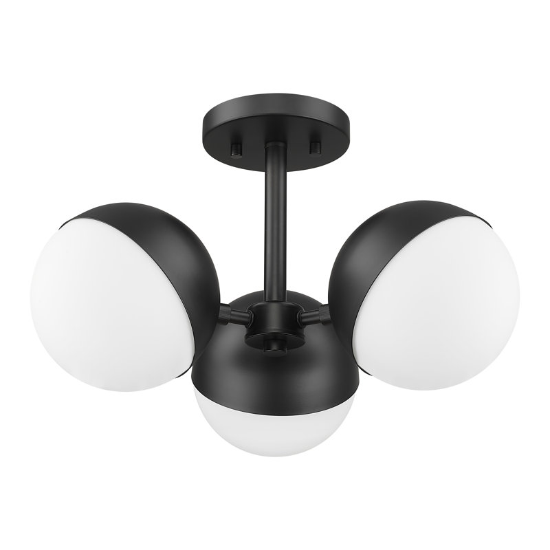 Plafonnier semi-encastré 3 lumières 17,25 po Jarne, Noir mat