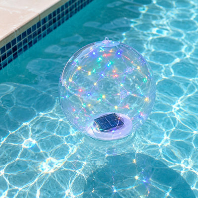 Night Light Solar Powered Floating Pool Light Ball Inflatable LED   Waterproof Hanging Floating Lamp For Swimming Pool Pond Patio Garden Wedding Party Holiday