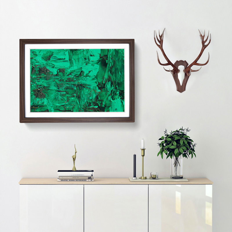 Abstract Art Painting Vol.182 by S.Johnson - Framed Print, 27cm H x 36cm W x 2cm D, Walnut Framed