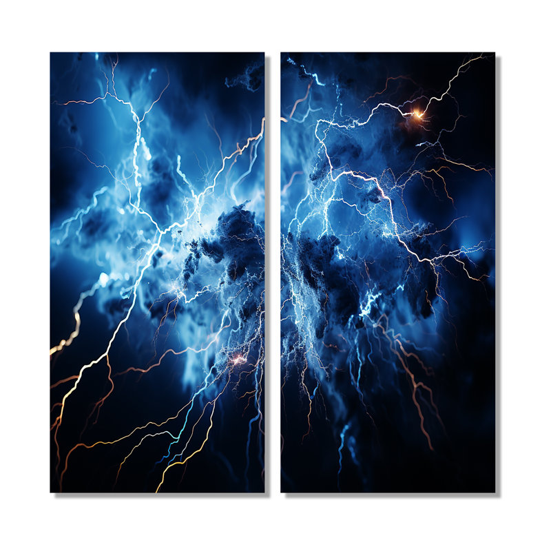 Lightning Electrifiant Symphony - Paysages, art mural foudre, H 32 po x l 32 po, Toile tendue, Ne s’applique pas