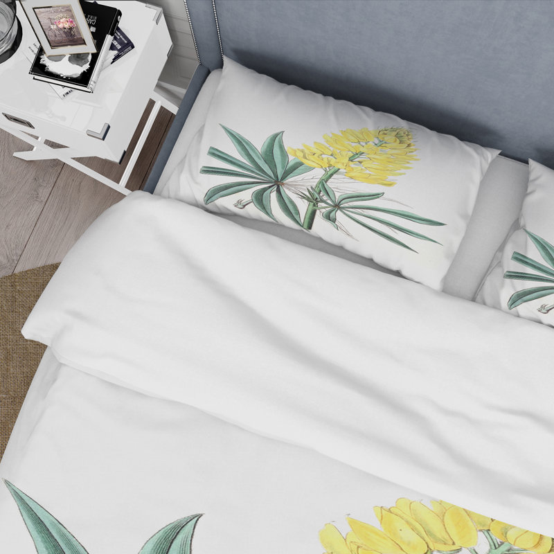 Vintage Yellow Flower I - ensemble de housse de couette traditionnel - microfibre de polyester