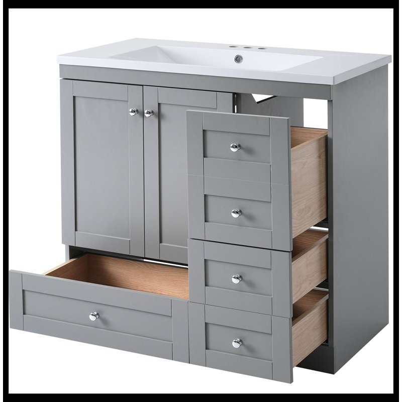 Ensemble de meuble-lavabo simple 17,90 po avec plateau en résine Fahiza, Gris