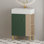 Meuble-lavabo 21,6 po avec lavabo en céramique et porte à fermeture en douceur, armoire de rangement pour vestiaire sur le côté droit, assemblage requis, finition verte.