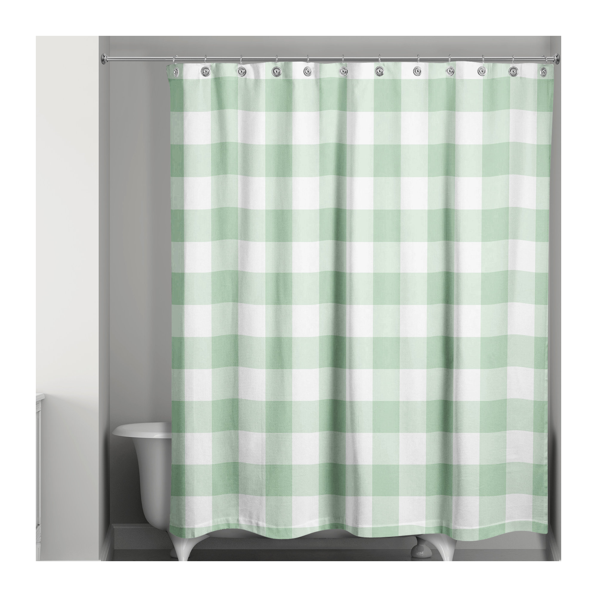 Hanka Polyester Shower Curtain, Mint