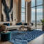 Tapis bleu lavable à la machine-857058840