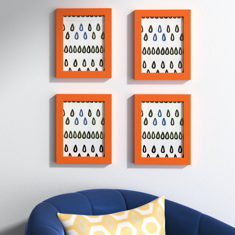 Ensemble de cadres muraux 4 pièces Fernald, 8 po x 10 po, Orange