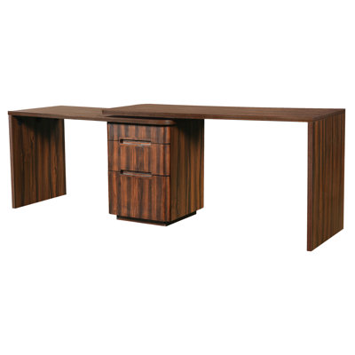 360 Rotating 90" L Shaped Desk In Walnut With 3 Drawers, Setup For Home Office Nook Walnut, Study