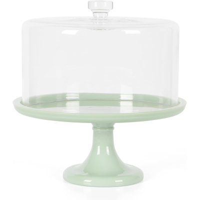 10-Inch Cake Stand with Glass Dome,Pedestal Dessert Plate for Cakes