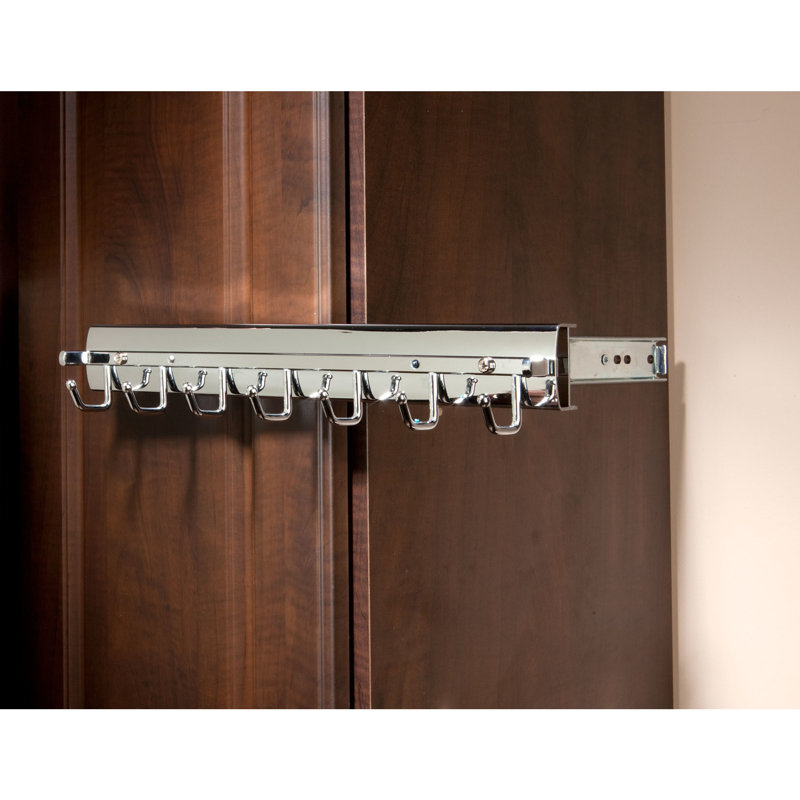 Rev-A-Shelf Sidelines 14" Pop Out Belt, Tie, and Scarf Organizer Rack for Custom Closet Systems, Chrome