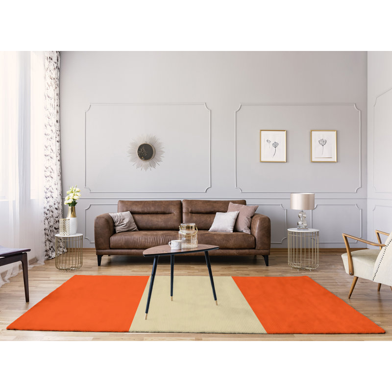 Tapis orange/crème tissé à plat San Francisco, Rectangle 9 pi x 12 pi