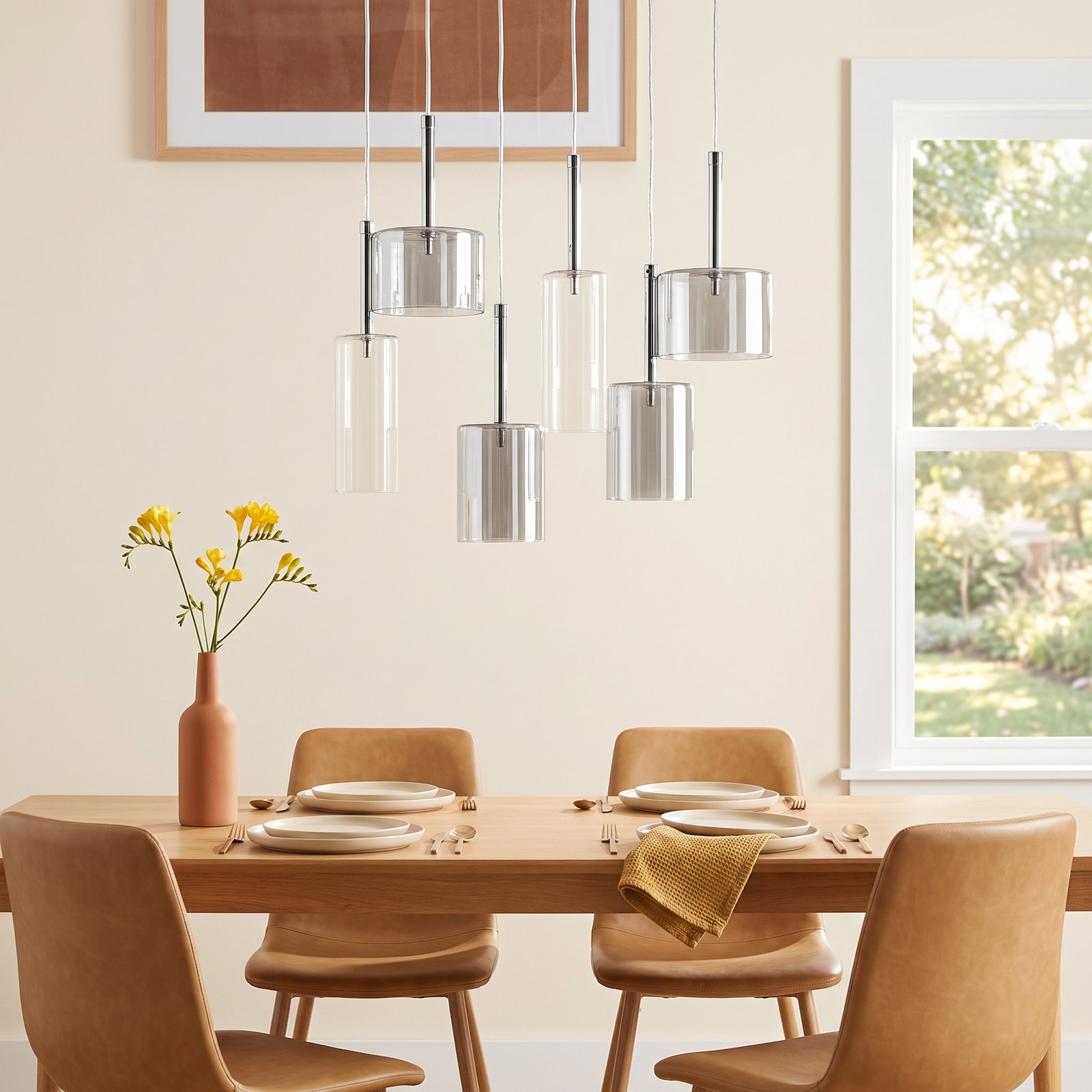 Abe 6 Light Glass Pendant