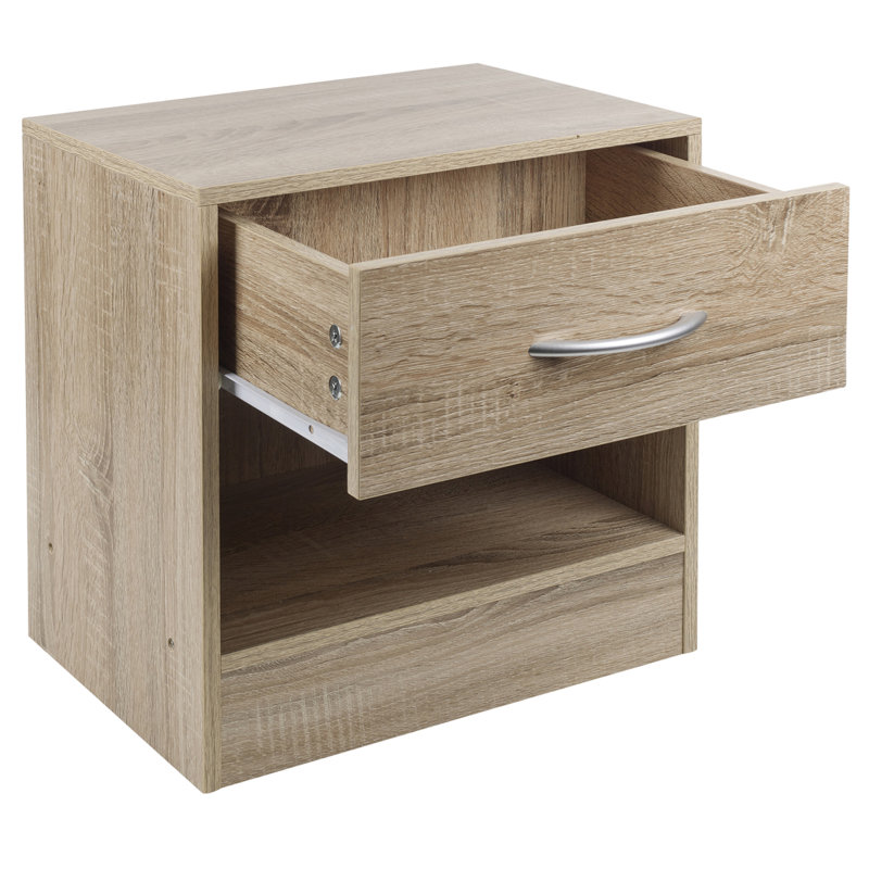 Antona 39cm W Manufactured Wood Bedside Table, Anthracite Oak
