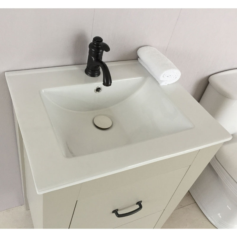 Rouen 24'' Single Bathroom Vanity with Ceramic Top, Light Gray