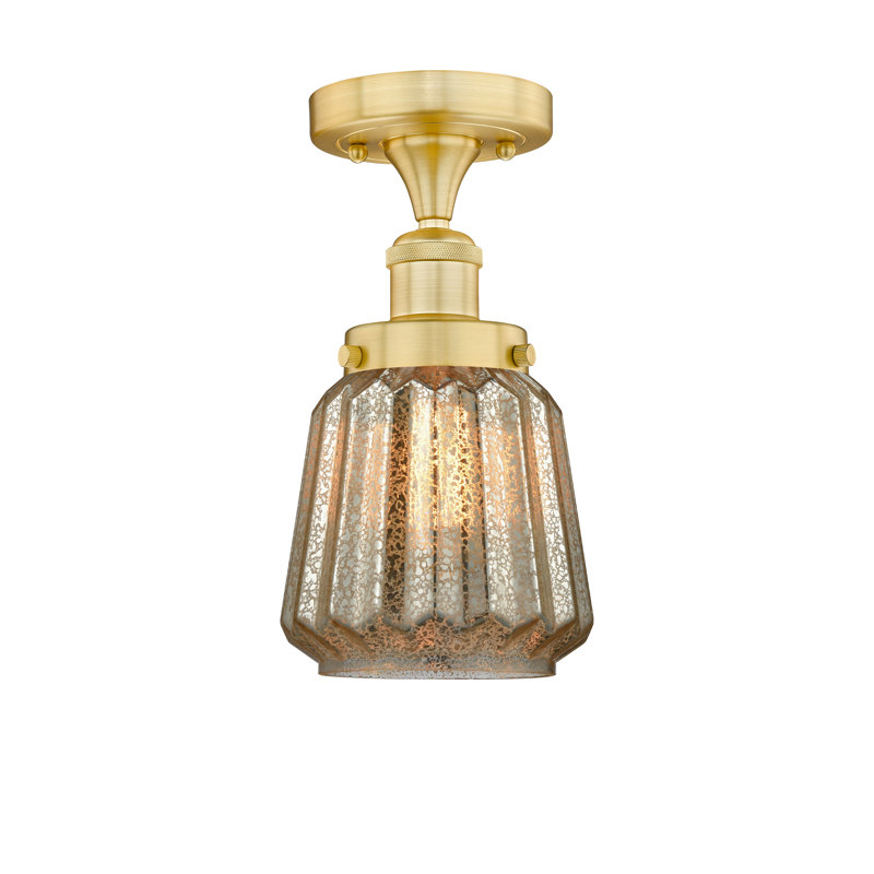 Kemmel Glass Semi Flush Mount, Mercury, Satin Gold