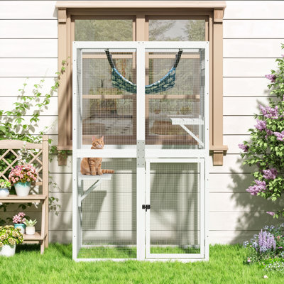 Catio Outdoor Cat Enclosure Window Access(Grey)