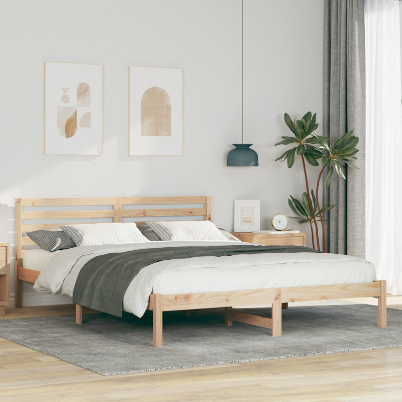 Solid Wood Bed Frame, European Kingsize (160 x 200 cm), Brown