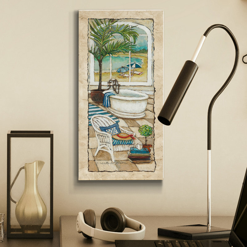 Jour au paradis I - peinture sur toile tendue, H 40 po x l 20 po x P 1,5 po