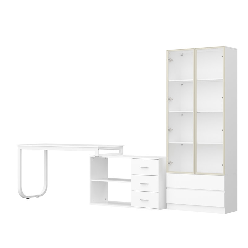 2 L-Shaped Computer Desk Office Set, White