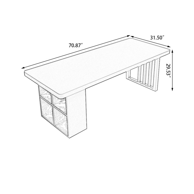 WD796829189083&Size Solid Wood Solid Wood Writing Desk, 29.53" H x 70.87" W x 31.5" D