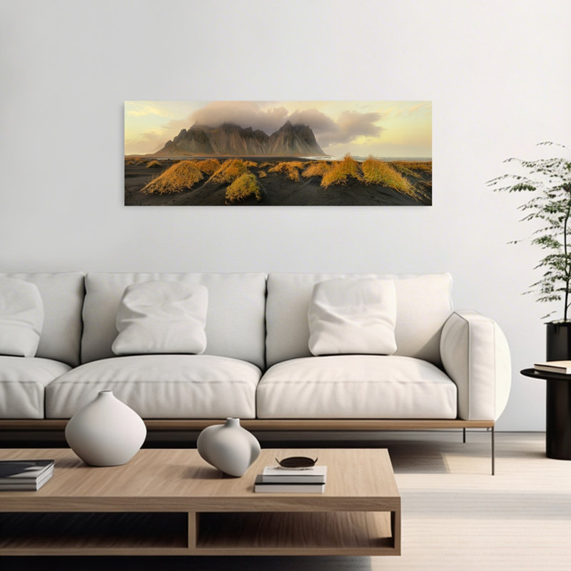 «Dramatic Black Sand Coast», art mural dramatique serein et tranquille, H 48 po x l 16 po