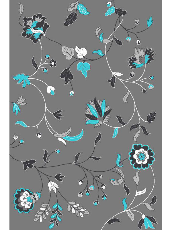 Tapis oriental turquoise à fleurs Tobis, 9' x 12'6 "