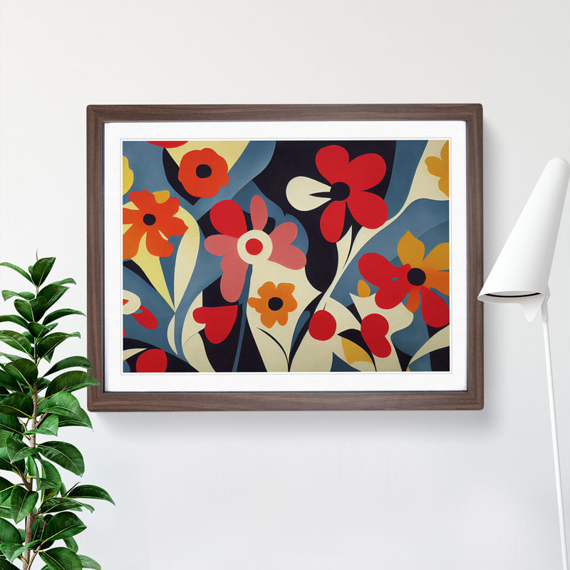 Evolving Abstract Flowers - Single Picture Frame Print, 46cm H x 64cm W x 2cm D, Walnut