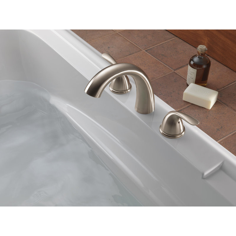 Classic Double Handle Deck Mounted Roman Tub Faucet Trim, Brilliance Stainless