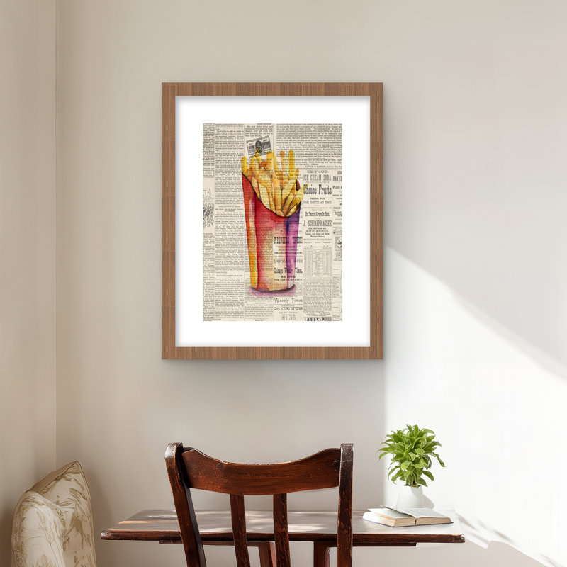 Imprimé de frites de style rétro | Décoration intérieure encadrée, Brun