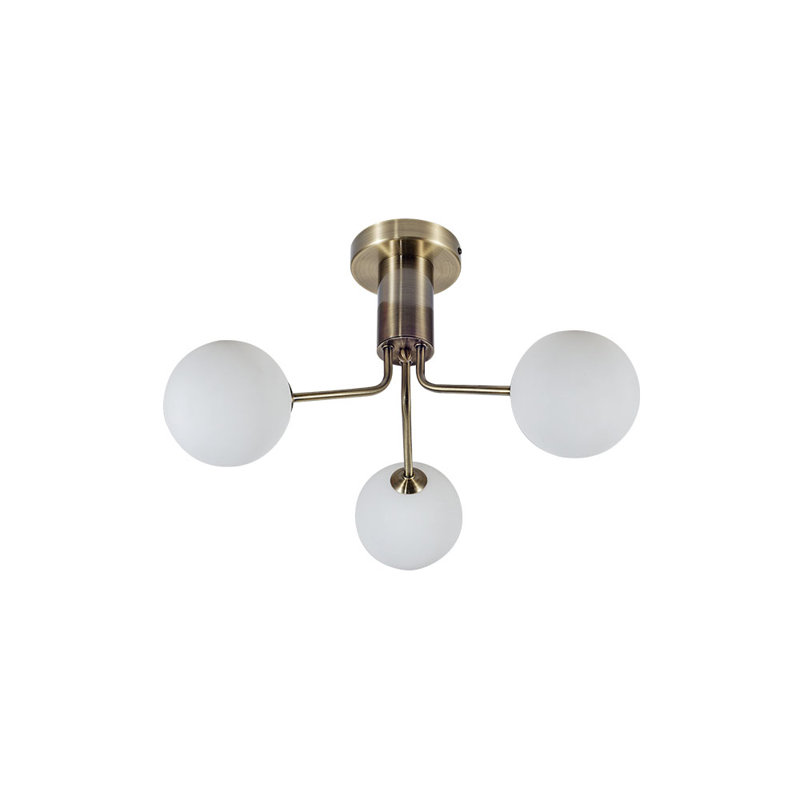 Gabrielson Glass Semi Flush Mount, Antique Brass