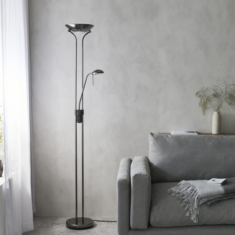 Charlie 180cm Uplighter Floor Lamp, Black Chrome