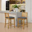 Tabouret de bar double en bois massif à dossier en rotin (sans table)-1212261199