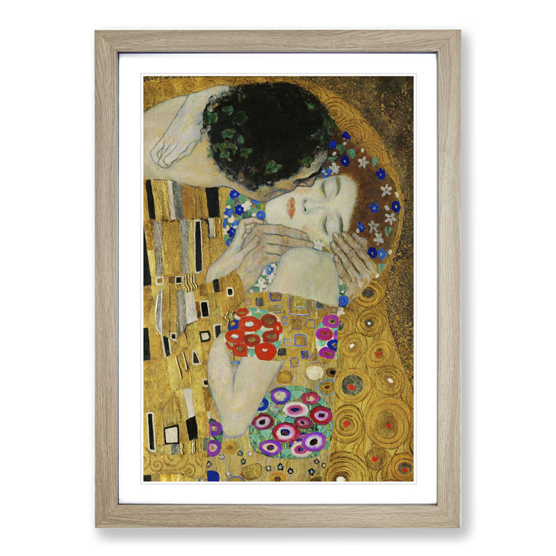 The Kiss Vol.3 by Gustav Klimt - Framed Print, 48cm H x 36cm W x 2cm D, Oak Framed