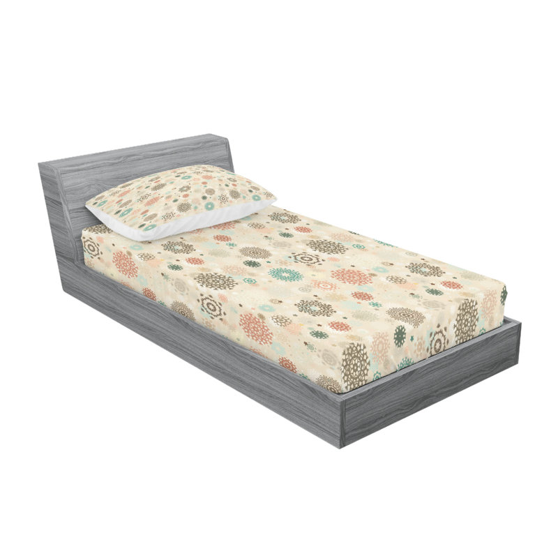 Multicolore drap-housse et coussin décoratif Ambesonne, Ensemble de draps pour lit simple + 3 pièces supp