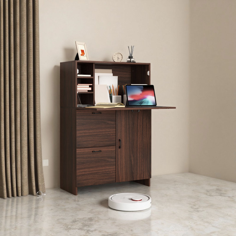 Armoire de bureau pliable 31,5 po - Solution de rangement en noyer