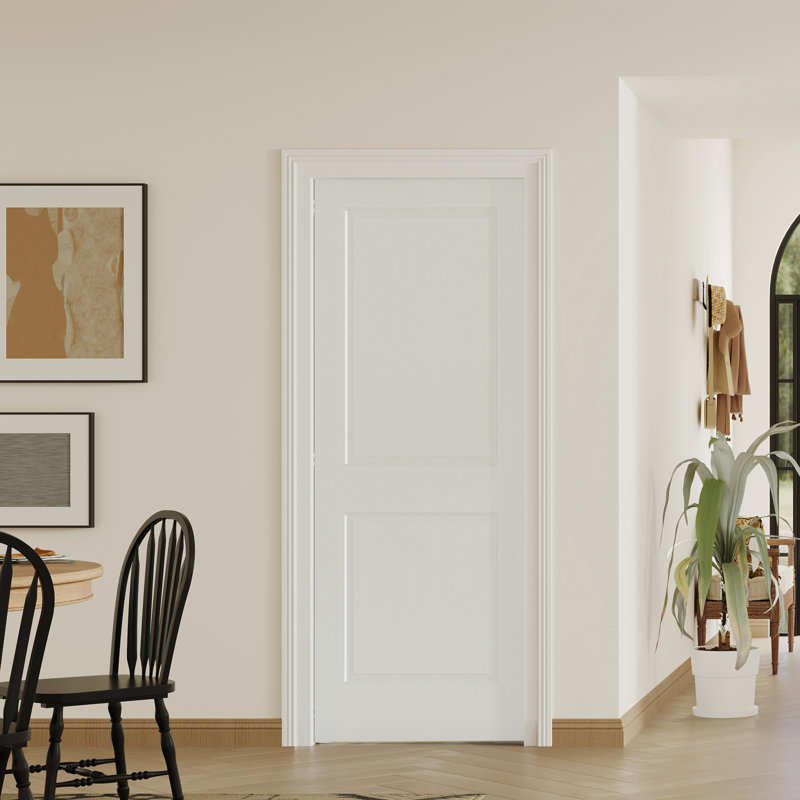 Porte intérieure moulée à 2 panneaux avec cadre creux, apprêtée, 2 panneaux blanc - installation requise, Gauche