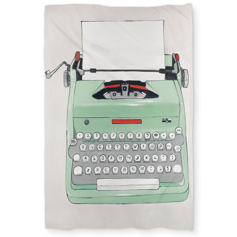 Mint Typewriter Duvet Cover | Unique Home Decor Accent