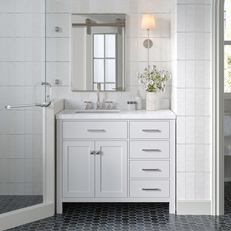 42.25'' Single Bathroom Vanity with Carrara Quartz Top
