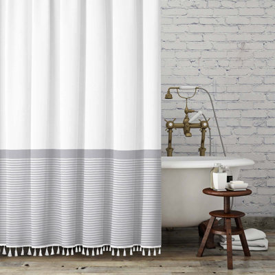 Rideau de douche rayé simple avec crochets