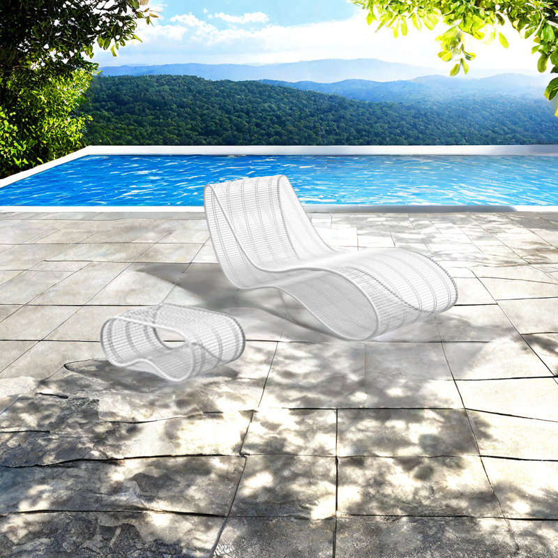 Quanaisha Outdoor Metal Chaise Lounge Set with Table , Cushion Included