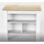 Îlot de cuisine, table de cuisine H 35 po, quatre pieds, trois tablettes de rangement ouvertes-1271784859