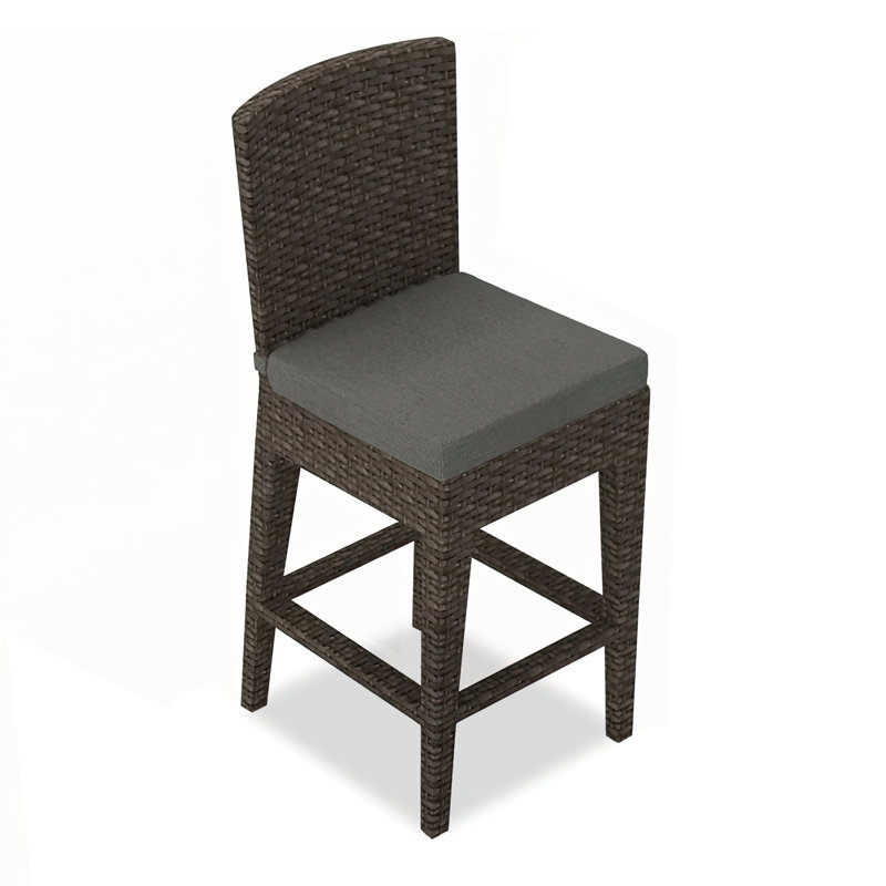 Arden Outdoor Bar Stool, Canvas Charcoal Sunbrella® Canvas, 25", Textured Slate