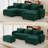 Modular Sectional Sofa With 2 Ottoman/smart Charging Module/throw Pillow (green)-129036970
