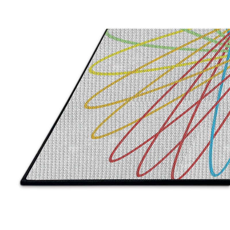 Tapis bleu/rouge à motifs, Rectangle 3 pi x 5 pi