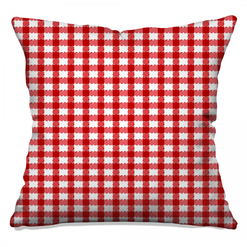Coussins décoratifs rouges et blancs en vichy, 16 x 16 pouces