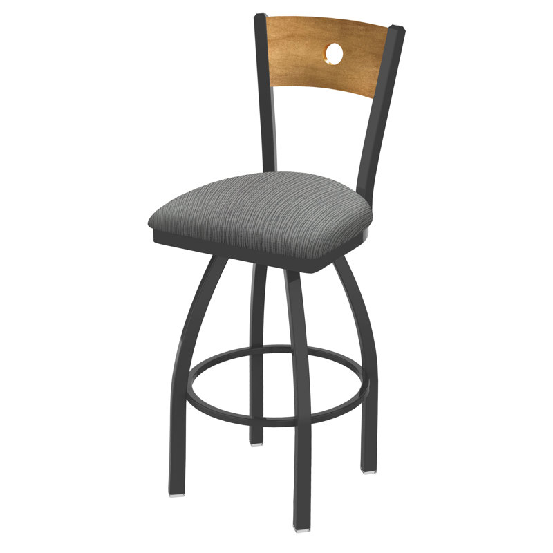 830 Voltaire Swivel Bar & Counter Stool, Medium Maple, Graph Alpine Fabric / Bronze Frame, Bar Stool (30" Seat Height)