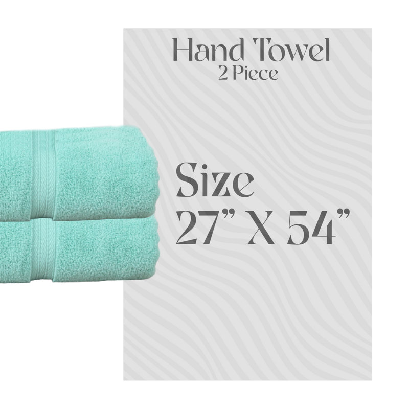 Ensemble de serviettes de bain 100% coton Elegant Essentials 550GSM Zero Twist (ensemble de 2) - 27 po x 54 po, Turquoise