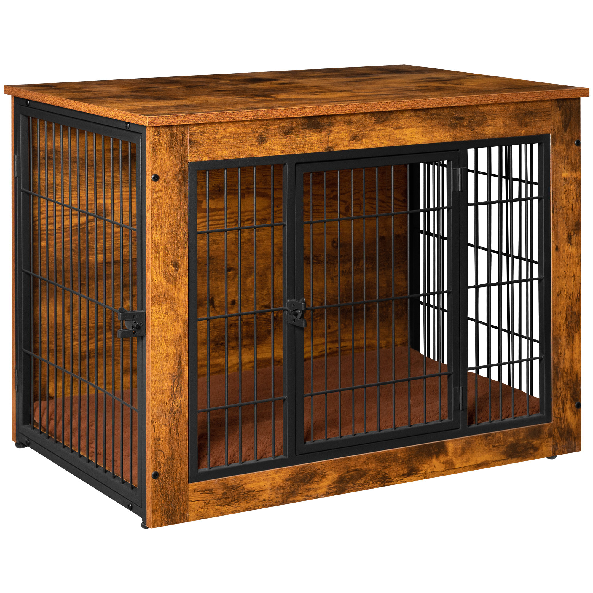 Large Dog Crate Furniture for 2 Dog, 61 Wood Dog Crate Cage Furniture with Removable Divider, Sliding Door TV Stand Indoor Dog Kennel for Small